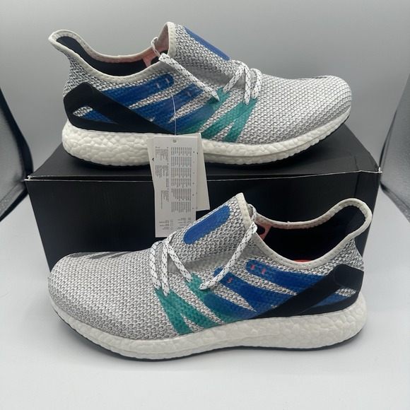 Adidas Boost Speedfactory London Shoes Mens Sz 10 White/Green/Blue/Black‎ AM4LDN